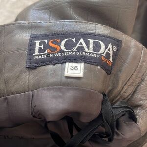 Escada leather skirt, back has snap opening. Purchased at Neiman’s. Fully lined.